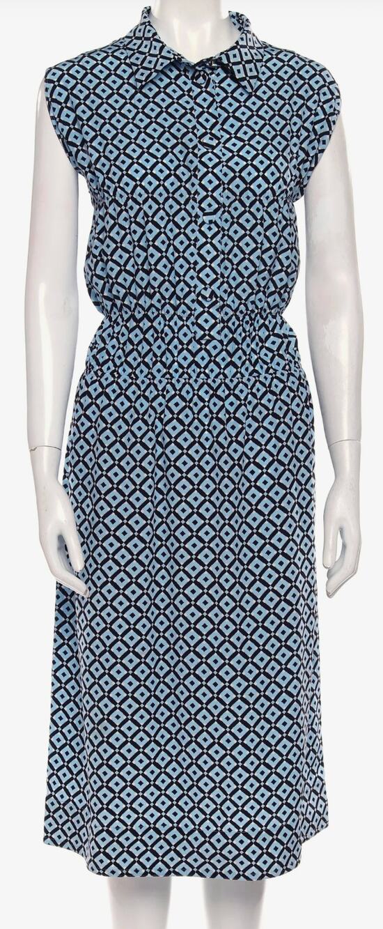 Marni Silk Printed Short Sleeve Midi Shirtdress Blue (Size XL / IT48 / US12)